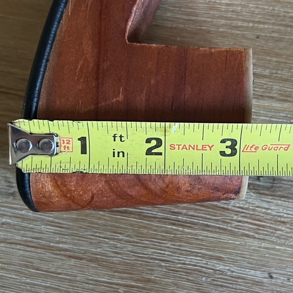 Mango Shoes Womens 7.5 Black Leather Chunky Wood Studded Platform Block Heel - Picture 15 of 16